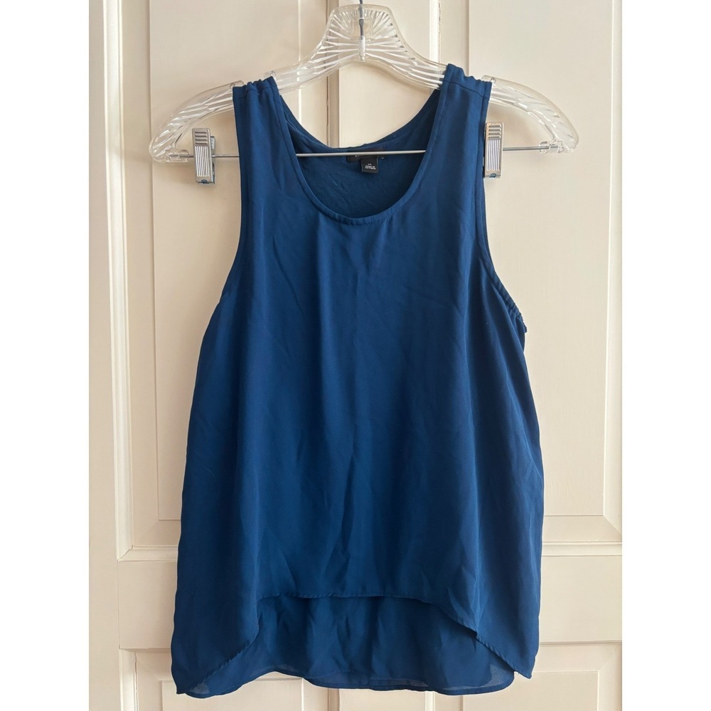 Ann Taylor Womens Teal Blue Layered High-Low Sleeveless Tank Top Blouse XS